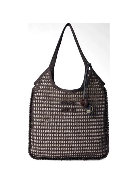Miu Miu Ivy crochet-mesh tote bag - Brown - zdjęcie produktu nr 1