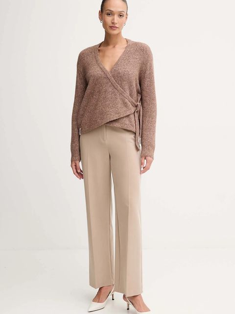 Gaudi kardigan z dodatkiem wełny damski kolor brązowy lekki 521FD53010