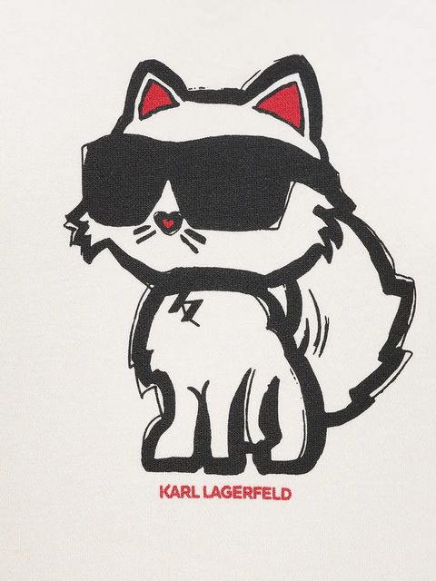 Karl Lagerfeld bluza IKON damska kolor beżowy z nadrukiem A4W20043