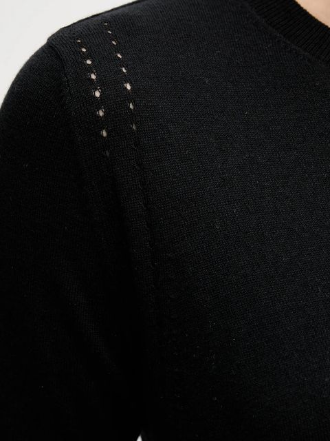 Sisley sweter z dodatkiem wełny damski kolor czarny lekki 1SBXM106L