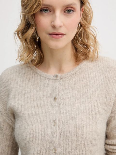 Mos Mosh kardigan z dodatkiem alpaki Almine damski kolor beżowy lekki 158680