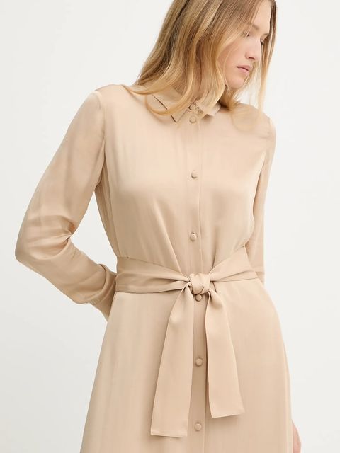 Armani Exchange sukienka kolor beżowy midi prosta XW001245 AF16121