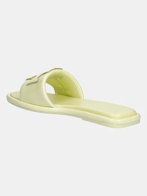 Tory Burch klapki skórzane Double T Sport Slide damskie kolor żółty 141380-701