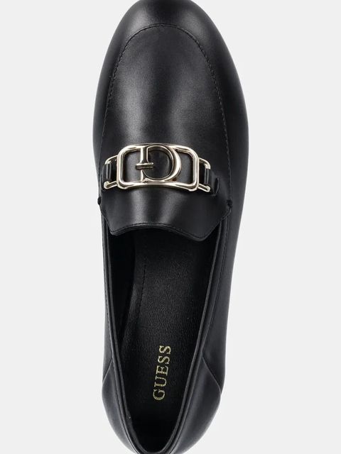 Guess mokasyny skórzane MARTYNAS damskie kolor czarny na płaskim obcasie FLPMAR LEA14 - zdjęcie produktu nr 2