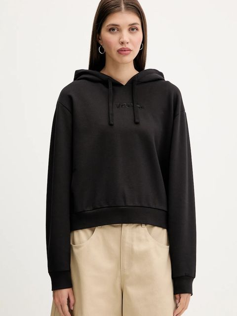 Vans bluza bawełniana damska kolor czarny z kapturem gładka VN000RAHBLK1 - zdjęcie produktu nr 1