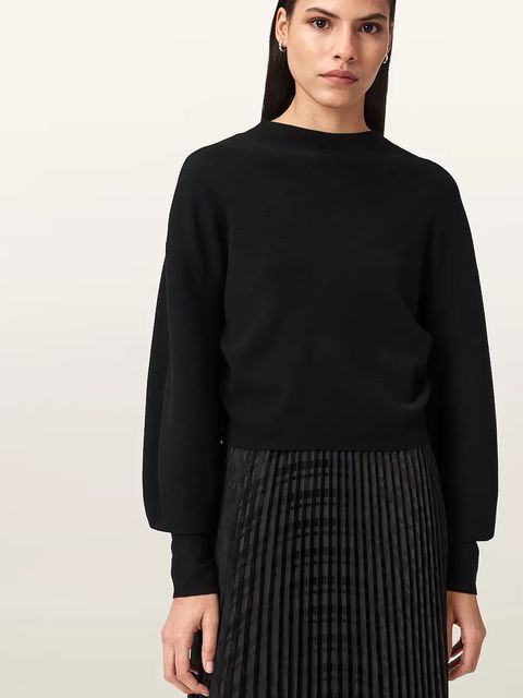 AllSaints sukienka SINEAD kolor czarny maxi rozkloszowana W064DD