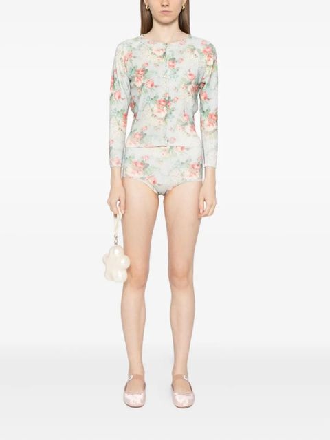 Simone Rocha floral shrunken cardigan - Blue