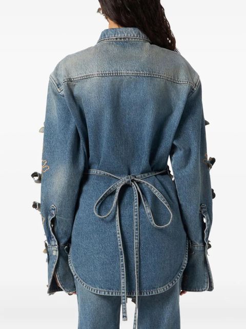 Blumarine floral-lace denim shirt - Blue