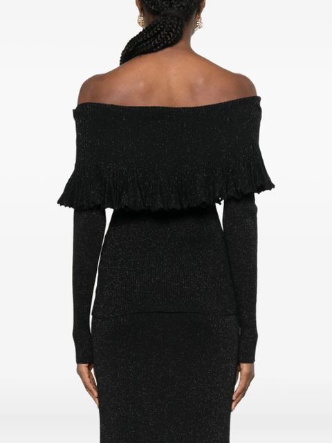 TWINSET ruffled off-shoulder sweater - Black