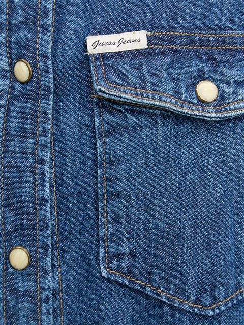 Guess Jeans koszula jeansowa damska kolor niebieski slim z kołnierzykiem klasycznym W4YH35 D5EI3