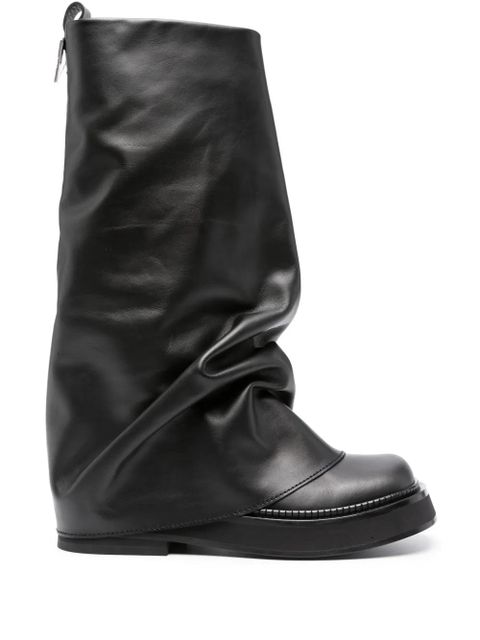 The Attico Robin layered leather boots - Black - zdjęcie produktu nr 1