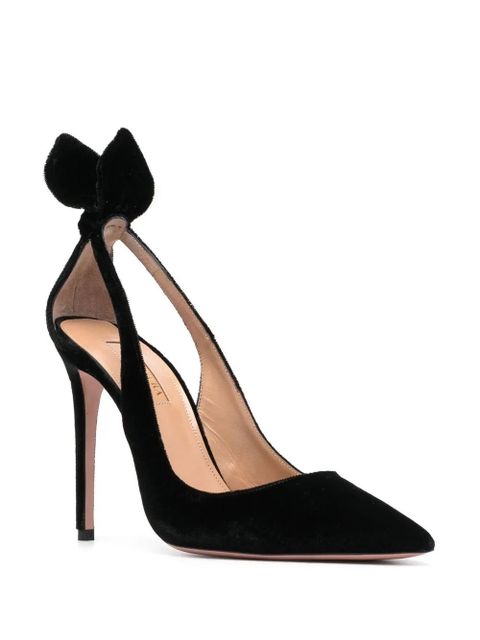 Aquazzura Bow Tie 105mm velvet pumps - Black - zdjęcie produktu nr 2