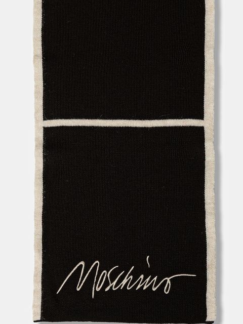 Moschino szalik z wełną damski kolor brązowy wzorzysty M3351 30843 - zdjęcie produktu nr 2