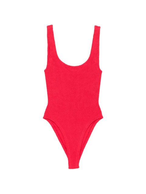 Hunza G crinkle-effect square-neck swimsuit - Red - zdjęcie produktu nr 1
