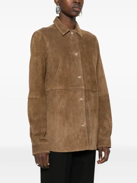 TOTEME button-fastening leather shirt - Brown