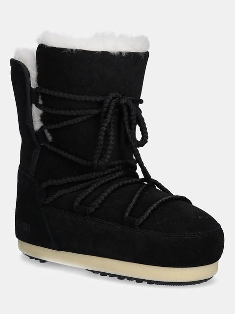 Moon Boot śniegowce zamszowe MB EVX BOOT SUEDE / SHEARLING kolor czarny 80D1470050 N001 - zdjęcie produktu nr 1
