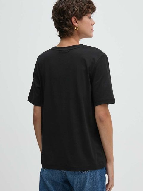 Lacoste t-shirt bawełniany damski kolor czarny