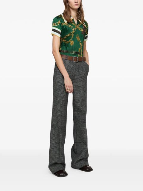 Acne Studios chain-print collared polo top - Green