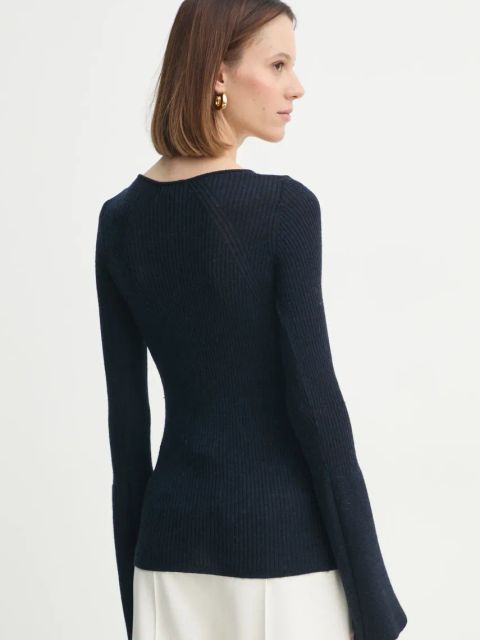 Herskind kardigan wełniany Liw kolor granatowy lekki 5434825