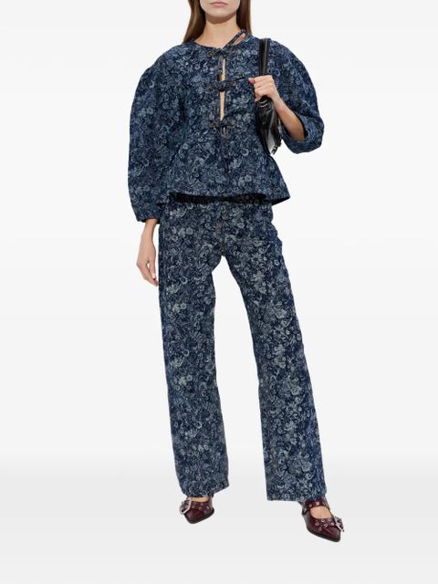 GANNI floral-pattern denim blouse - Blue - zdjęcie produktu nr 2