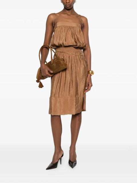 Saint Laurent side-drawstring shirred midi dress - Brown - zdjęcie produktu nr 2