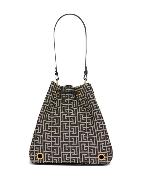 Balmain monogram jacquard backpack - Black
