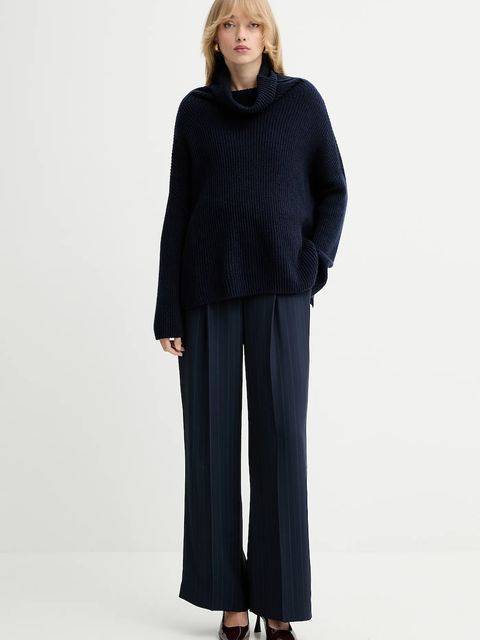 BOSS spodnie damskie kolor granatowy szerokie high waist 50548479 - zdjęcie produktu nr 2