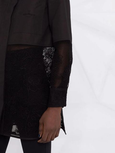 Ferragamo longline cordonetto lace shirt - Black