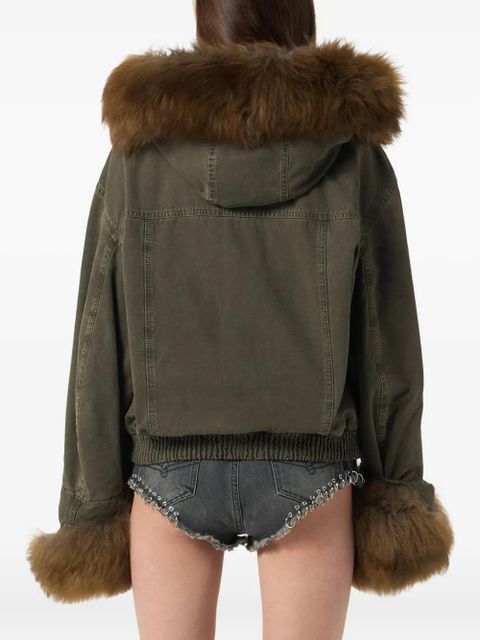 Blumarine fur-trimmed bomber jacket - Green