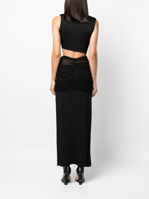 Christopher Esber tulle-trim ruched maxi skirt - Black
