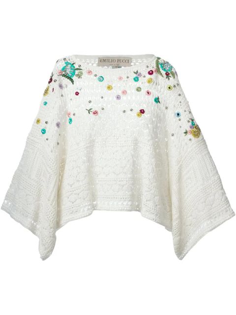 PUCCI embroidered crochet poncho - White - zdjęcie produktu nr 1