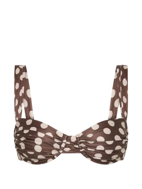 Faithfull the Brand Sol polka-dot bikini top - Brown - zdjęcie produktu nr 1