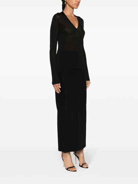 TOM FORD sheer fine-ribbed top - Black