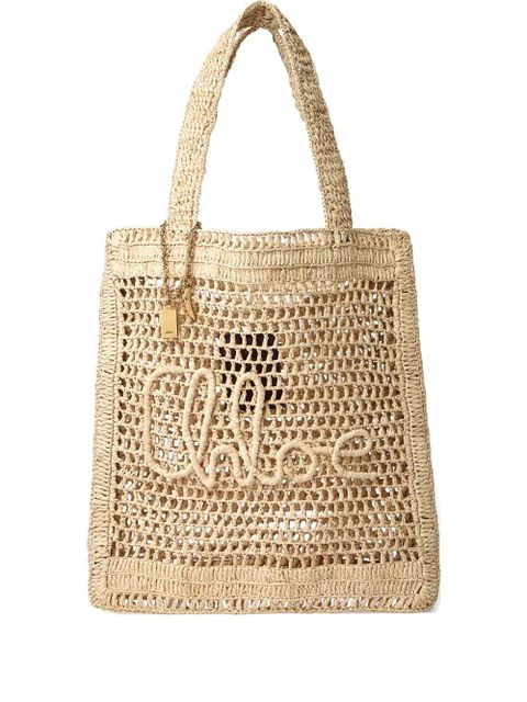 Chloé Summer Banana logo-detail raffia tote bag - Neutrals - zdjęcie produktu nr 1