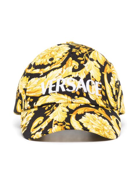 Versace Barocco pattern-print cap - Yellow