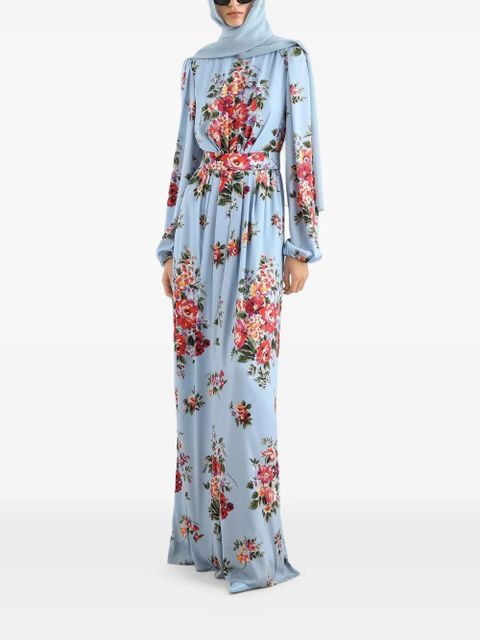 Dolce & Gabbana flora-printl belted maxi dress - Blue - zdjęcie produktu nr 2