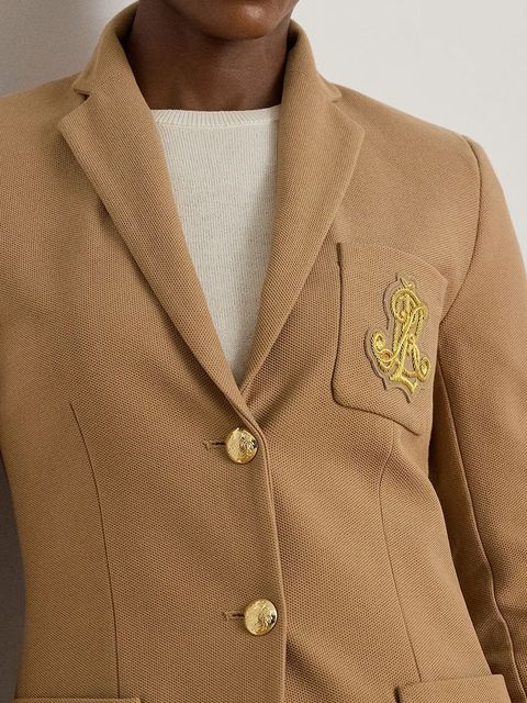 Lauren Ralph Lauren marynarka kolor brązowy jednorzędowa gładka 200797305