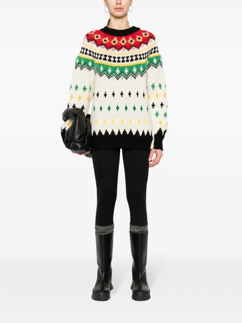 Moncler Grenoble fair isle-knit crew-neck jumper - White