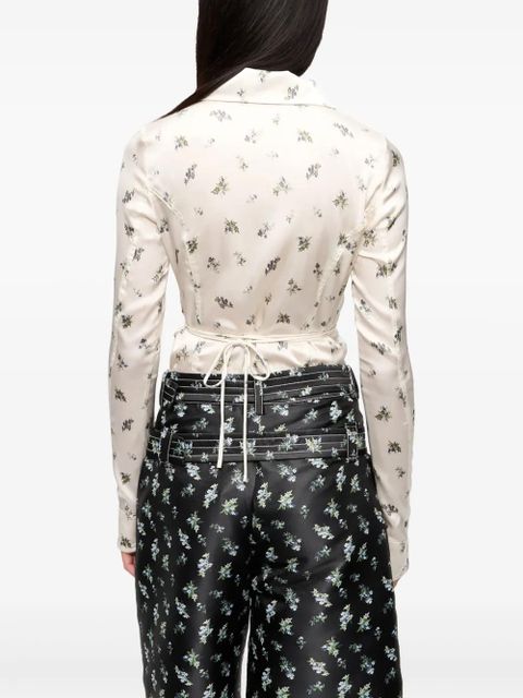 GANNI floral-print bodysuit - White