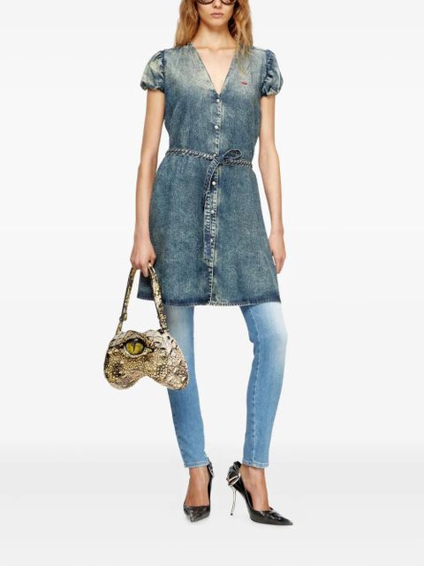 Diesel puff-sleeves buttoned-front mini day dress - Blue