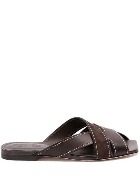 Tod's cross-straps flat sandals - Brown - zdjęcie produktu nr 1
