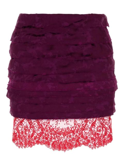 Saint Laurent jacquard ruffled skirt - Purple - zdjęcie produktu nr 1