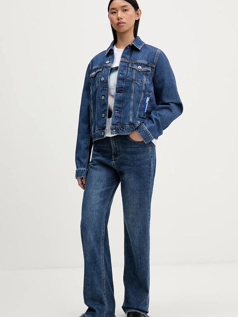 Karl Lagerfeld Jeans kurtka jeansowa kolor granatowy przejściowa A1W14002