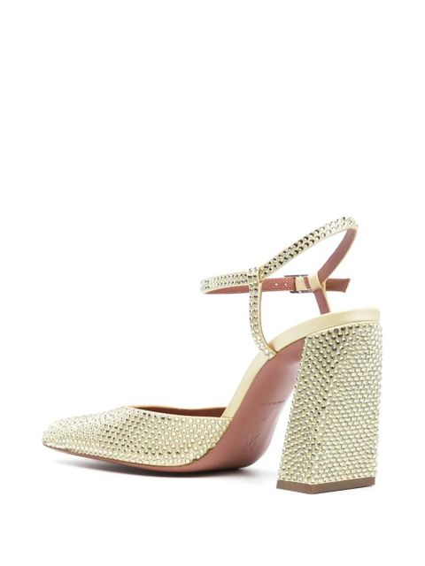 Amina Muaddi Charlotte 95mm crystal-embellished pumps - Yellow