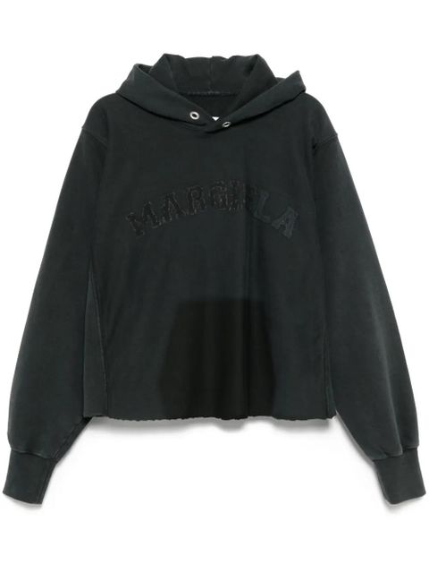 Maison Margiela logo-embroidered hoodie - Black
