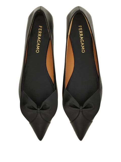 Ferragamo Bow leather ballerina shoes - Black