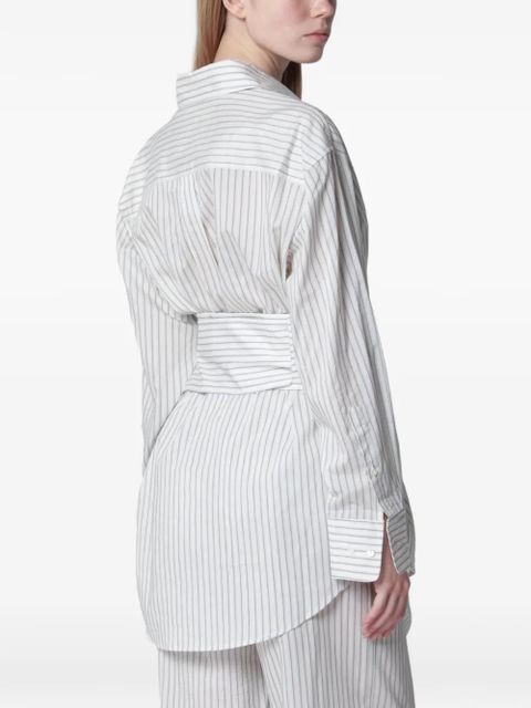 Róhe striped belted shirt - White