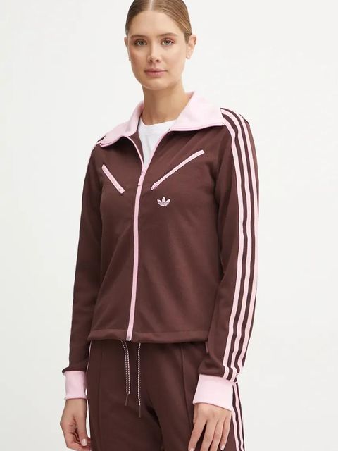adidas Originals bluza Montreal Tracktop damska kolor brązowy wzorzysta JL9629