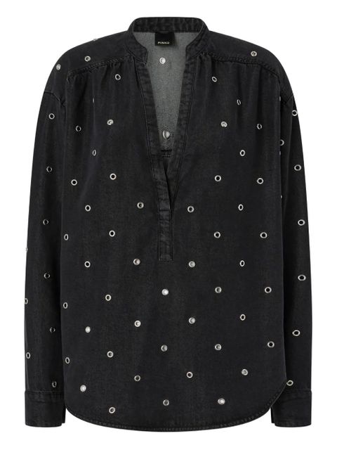 PINKO eyelet V-neck top - Black - zdjęcie produktu nr 1