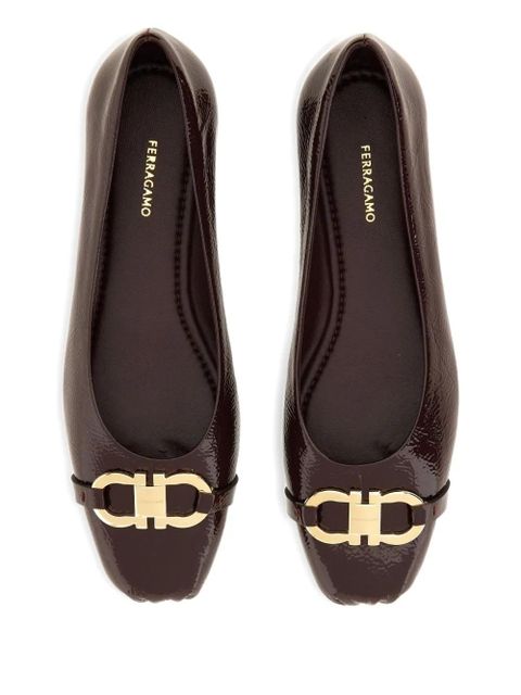 Ferragamo buckle ballet flats - Brown